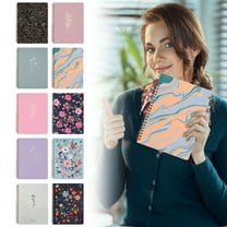 Recent Order! Lusxy Aesthetic Campus Notebook - 8” X 6” A4 College Ruled Spiral Journal with Floral Gold Foil & Metal Corners, Thick Paper Hardcover, Twin-Wire Binding Elastic Closure & Pocket