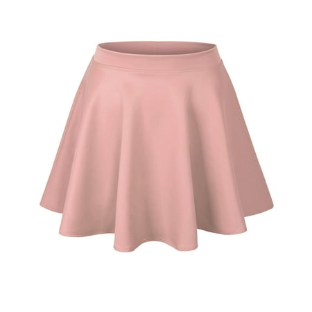 Solid Circle Skirt - KOGMO Womens Basic Solid Versatile Stretchy Flared Casual Skater Skirt