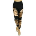 thumbnail image 4 of ToBeInStyle Women's Slashed Distressed Ripped Footless Tights - Black, 4 of 7