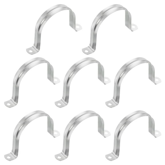 8pack Rigid Pipe Strap Fit 3 Inch (75mm) Tube OD, 2 Holes Stainless Steel Tension Tube Clamp for Pipe Fixing