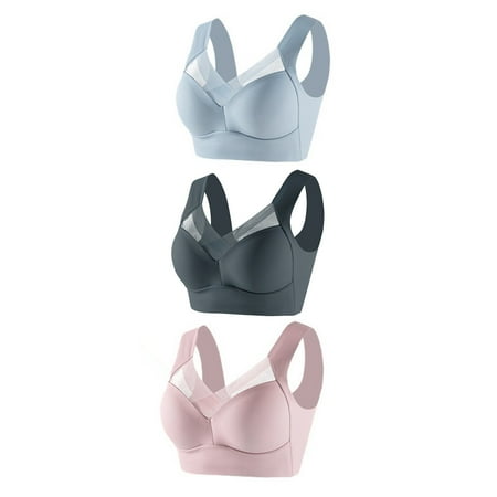 Riforla 3PC Women s Large Strapless Lace Tank Top Underwear Thin Side Fold Side Gather Adjustable Bra Women Bras Dark Gray_3PCS XXXL