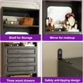 thumbnail image 4 of Homieasy 25" Freestanding Closet System with 3 Drawers & Mirror, Walk-in Wardrobe Closet with Open Storage Shelves, Sturdy Wood Heavy Duty Closet Tower for Small Space, 25"W x 15.7"D x 79.7H, Black, 4 of 11