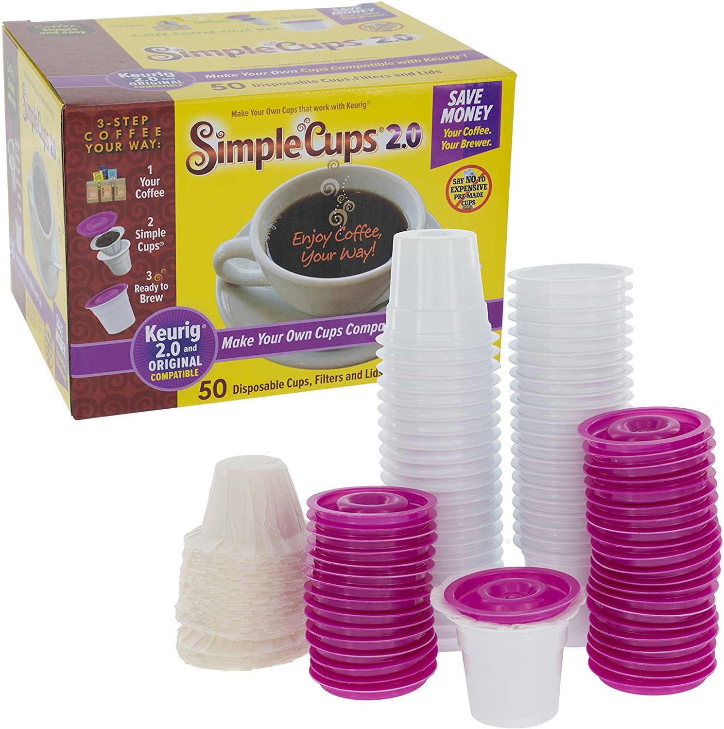 Keurig 2.0 Brewers - 50-2.0 Cups, Lids 