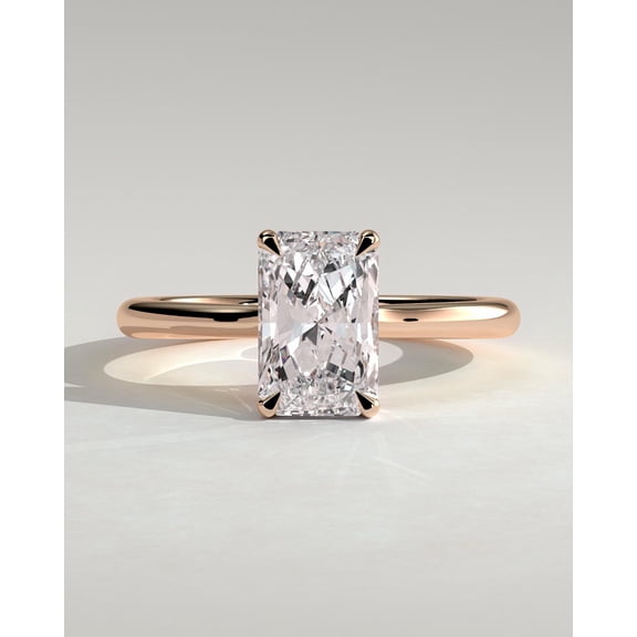 CAPRICARATS 3.00Ct Radiant Cut Moissanite Engagement Ring, Hidden Halo & Cathedral, 10K Rose Gold