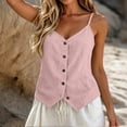 thumbnail image 3 of Ohufall Summer Tank Top for Women Cotton Linen Button Camisole Adjustable Strap Fashion Casual Tank Tops, 3 of 5