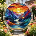 thumbnail image 4 of Sunset Mountain Landscape Stained Glass Puzzle Suncatcher, 83-Piece DIY Acrylic Nature Sun Catcher, Scenic Window Hanging Decor Gift for Mom Women Men, 4 of 6