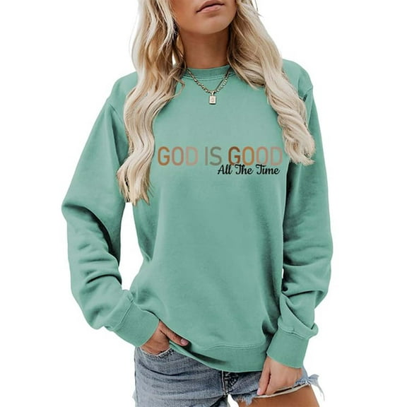 Blmnix Workout Womens Boho Tops Loose Fit Pullover T Shirts Green Crew Neck Long Sleeve Country Concert Tops for Women,S