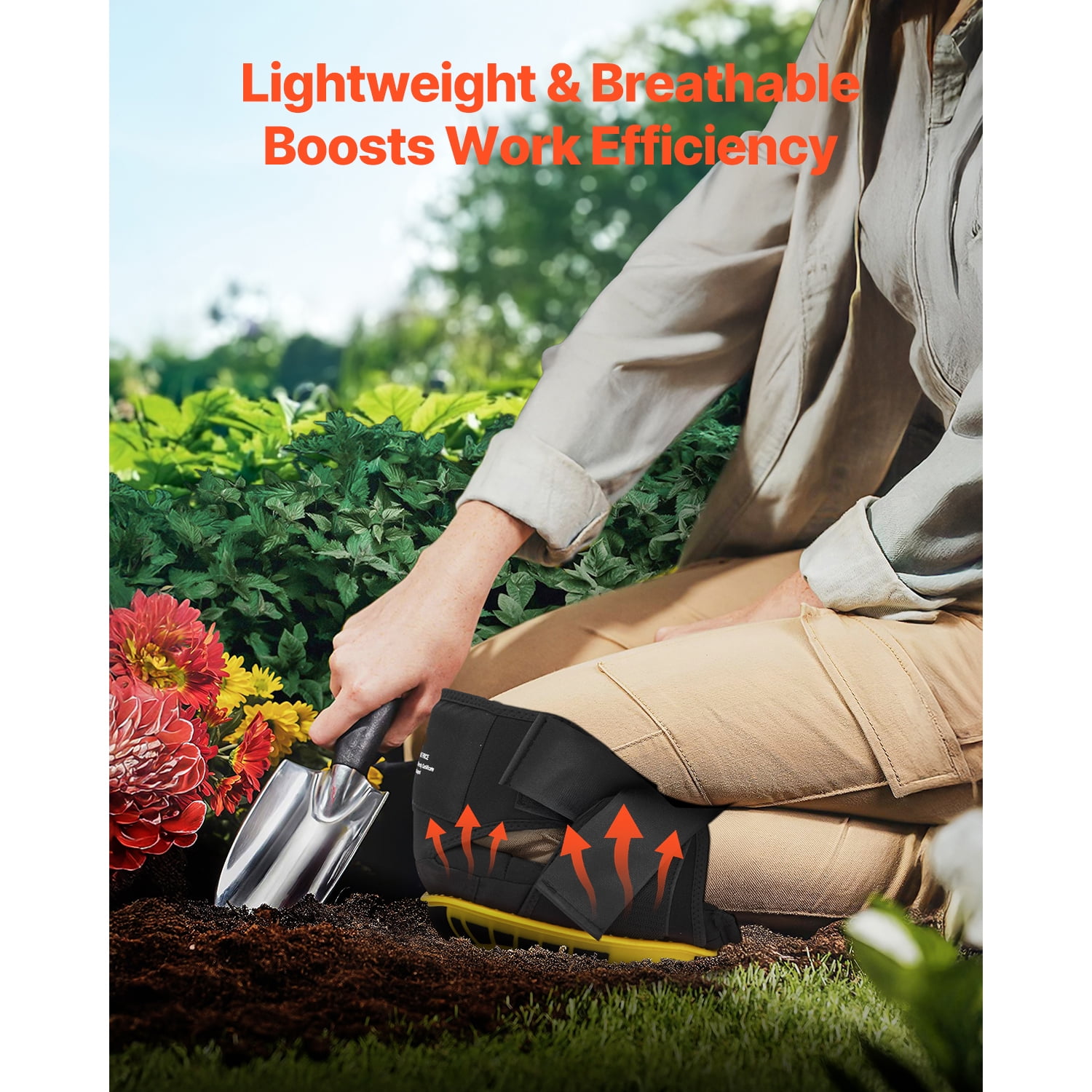 KFFKFF Knee Cushions for Labor, Enhanced Durable Construction Knee Cushions with 2 Additional Straps, Non-Slip Foam Gel Knee Cushions, Unisex, for Horticulture Flooring Roofing and Sanitation