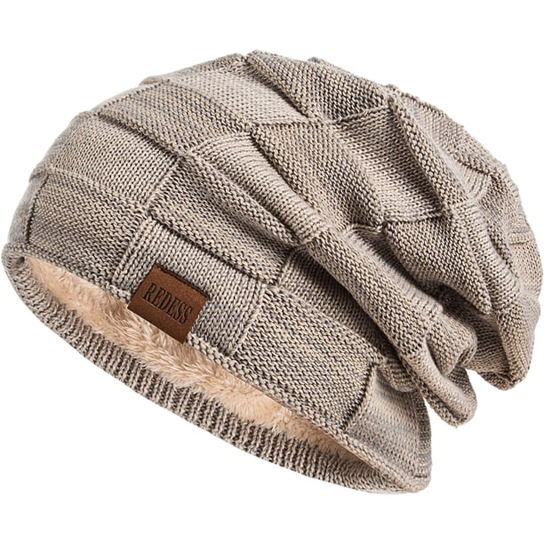 Unisex Slouchy Knit Beanie Hat - Winter Warm, Cashmere-Look, Baggy Fit, One Size