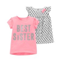 Toddler Girl Short Sleeve T-Shirt & Sleeveless Top, 2-Pack