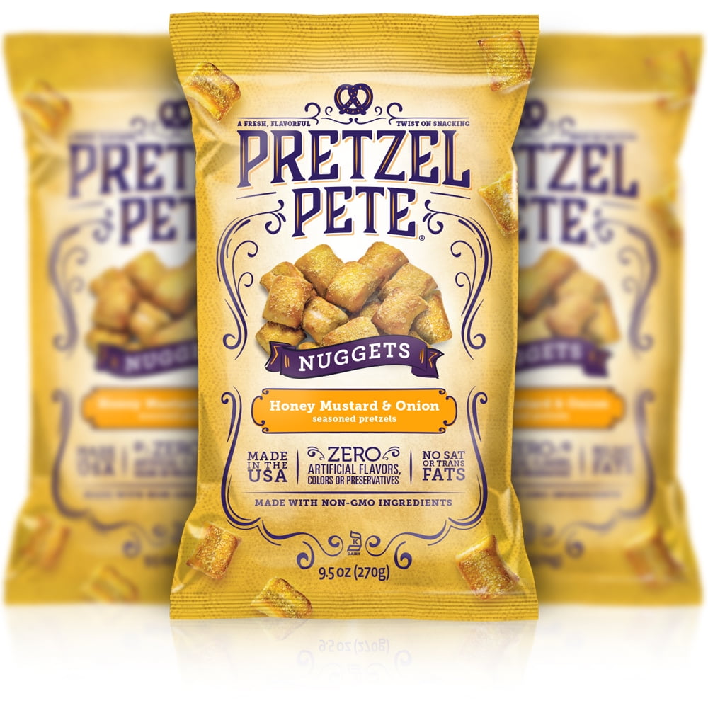Pretzel Pete Honey Mustard & Onion Pretzel Nuggets, 3 Ct (9.5 Oz. Bags)