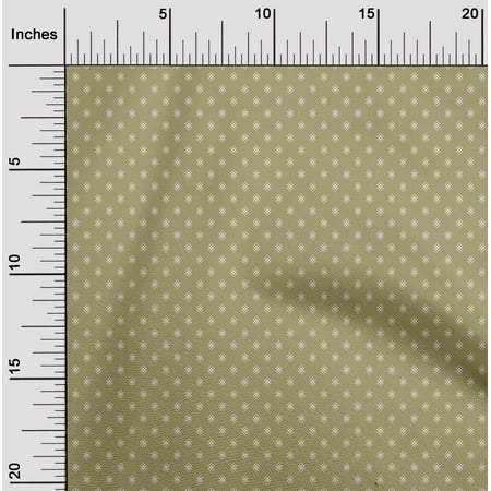 oneOone Cotton Cambric Olive Green Fabric Polka Dots Sewing Material Print Fabric by The Yard 56 Inch Wide