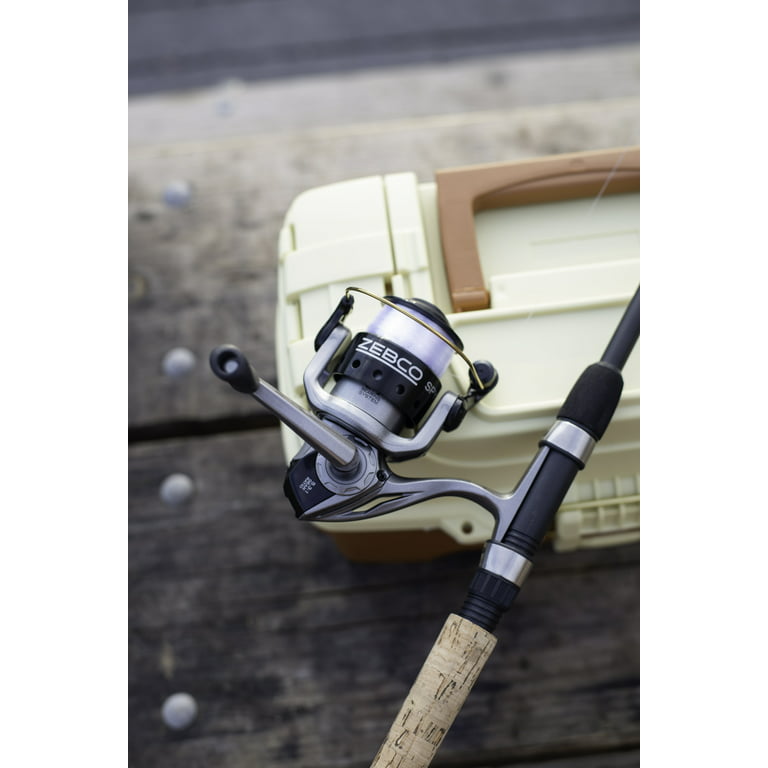 Zebco Spyn Spinning Reel and 2-Piece Fishing Rod Combo, Durable Fiberglass  Rod, Split-Grip Cork Rod Handle, Instant Anti-Reverse Fishing Reel