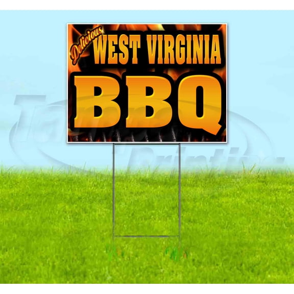 West Virginia BBQ (18" x 24") Yard Sign, Includes Metal Step Stake