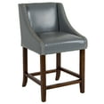 thumbnail image 2 of Merrick Lane 24 Inch Walnut Counter Height Stool with Nailhead Trim in Light Gray Faux Leather, 2 of 11
