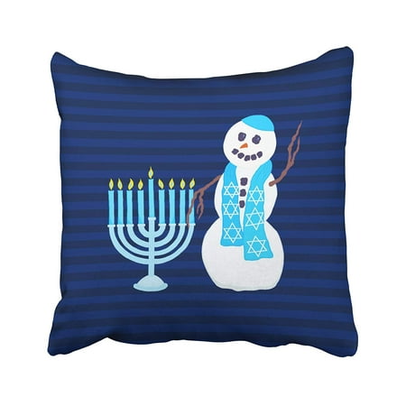 - BPBOP Holiday Hanukkah Jewish Snowman Blue Menorah Holiday Pillowcase Throw Pillow Cover 16x16 inches