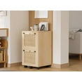 thumbnail image 3 of UBesGoo Wood File Cabinet Rattan Stylish with 2 Drawers,  Portable Vertical Mobile Wooden Storage Filing Cabinet, for Home Office, Natural, 3 of 14