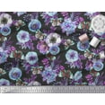 thumbnail image 3 of Soimoi Purple Polyester Crepe Fabric Leaves,Insect & Anemone Flower Print Sewing Fabric BTY 42 Inch Wide, 3 of 3