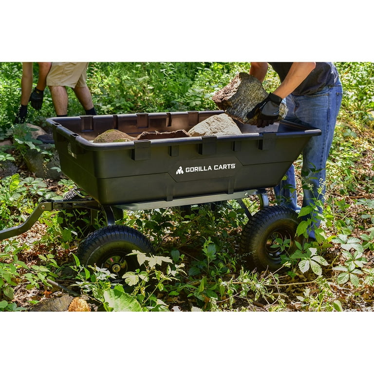 Gorilla Carts Heavy Duty Poly Yard Dump Cart Garden Wagon, Utility