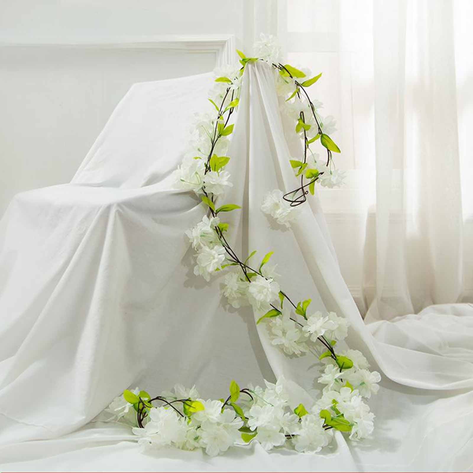 Clearance! Titcea 91" Artificial Cherries Blossoms Flower Vines, Hanging Silk Flower Garland Faux Flowers for Outdoors Spring Wedding Garden Party Home Arch Decor
