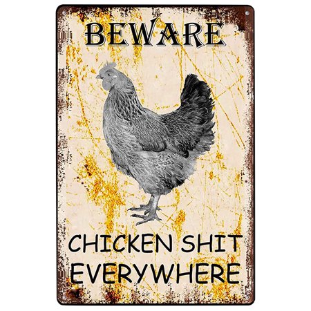 Targa vintage in metallo con scritta Beware of Chick, poster
