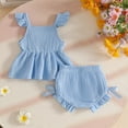thumbnail image 5 of NOLDARES Infant Baby Girl Two Piece Summer Clothes Sets Sleeveless Floral Halter Top and Soft Cotton Shorts Set(Sky Blue,12-18 M), 5 of 8