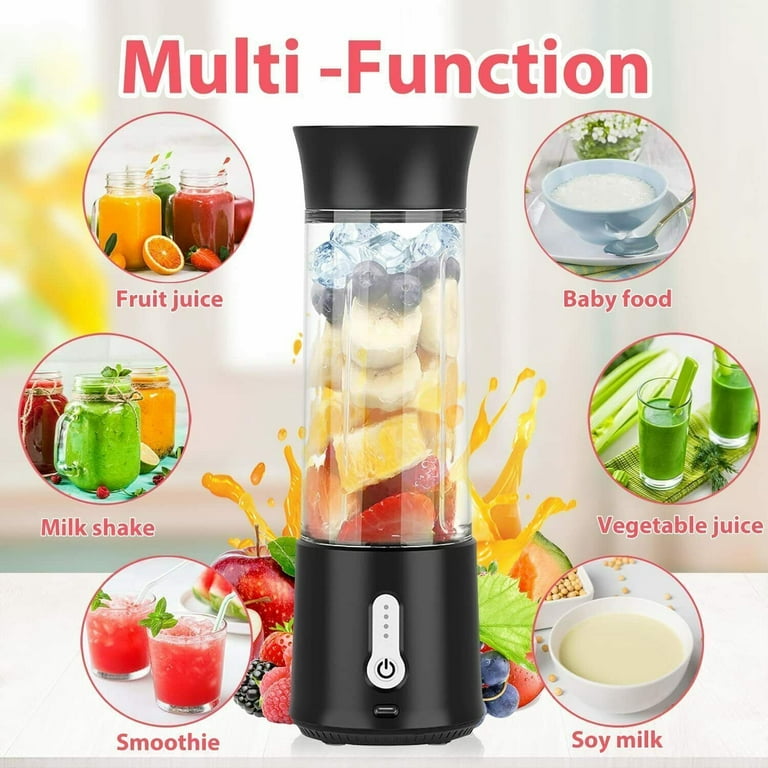 Small blender for shakes and smoothies with Mini Portable Blender Cup and  Travel Lid,BPA-Free Personal Blender with Durable 6 Stainless Steel