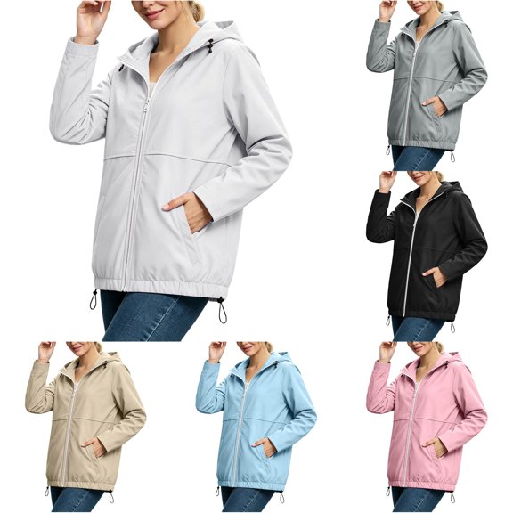 Unir Casual Snap Front Windbreaker Jacket for Women, Stand Collar, Durable Nylon Everyday Outerwear with Pockets, 1 Piece, S-XXL, Plus Size Friendly