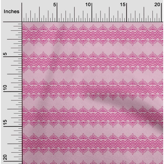 oneOone Cotton Poplin Fabric Floral & Chevron Block Printed Fabric 1 Yard 42 Inch Wide