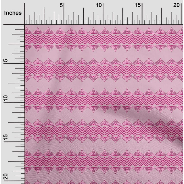oneOone Cotton Cambric Fabric Floral & Chevron Block Print Fabric BTY 56 Inch Wide