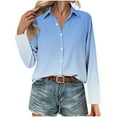 thumbnail image 3 of Womens Button Down Dressy Blouses, Long Sleeve Shirts for Women Fall Fashion Plus Size Ombre Tie Dye Lapel T-Shirts S-5XL, 3 of 5