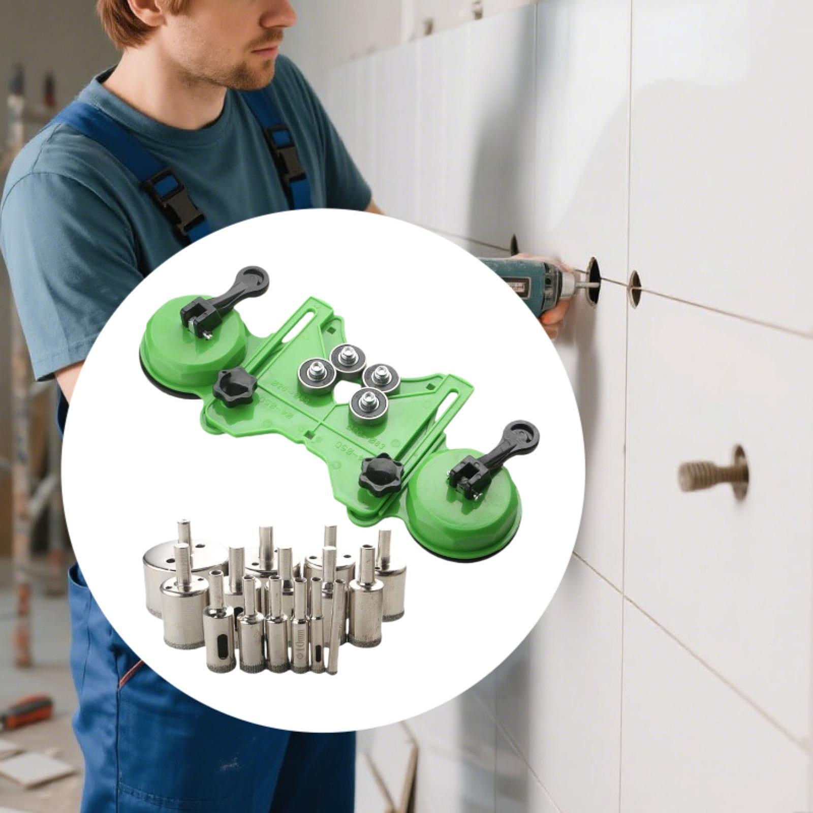 16 Pieces Tile Saw Centering Locator Drill Guide Portable Carbon Steel Set for Granite Marble Aquarium Work