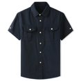 thumbnail image 2 of Sopiago Men Shirts Hiking Men's Button Down Short Sleeve Shirts Quick Dry Fishing Men Shirts with Pocket Blue,XL, 2 of 4