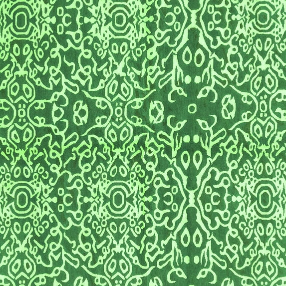 Ahgly Company Indoor Square Abstract Green Modern Area Rugs, 6' Square