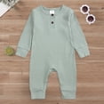 thumbnail image 2 of 18-24 Months Newborn Preemie Pajamas Rompers And Home Unisex InfantLong Sleeve Romper Cotton Solid Bodysuit Jumpsuit Baby Outfits Green Bodysuit Baby Gift, 2 of 9
