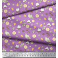 thumbnail image 3 of Soimoi Purple Poly Georgette Fabric Tea Bag,Star Anise & Lemon Slice Vegetable Decor Fabric Printed Yard 42 Inch Wide, 3 of 3