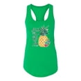 thumbnail image 2 of Wild Bobby, Pineapple Stand Tall Wear Crown And Stay Sweet Inside Arty Inspirational Pop Culture Ladies Racerback Tank Top, Kelly, Large, 2 of 3