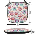 thumbnail image 4 of Owls Chair Seating Cushion Set of 12, Owls Happy Hipster Modern Repeated Animals Pattern Illustration, Seat Pads for Office with Anti-slip Backing, 16"x16", Orange Fuchsia Seafoam, by Ambesonne, 4 of 7