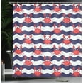 thumbnail image 4 of Ambesonne Nautical Shower Curtain, Crabs on Striped, 69"Wx70"L, Red and Navy Blue, 4 of 5