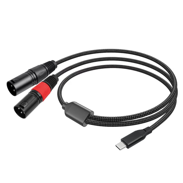 Cable USB-C a doble XLR de 3 pines trenzado tipo C a cable estéreo de salida XLR
