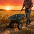 thumbnail image 2 of S-HOME Two Wheeled Garden Trolley With 15 Inch Pneumatic Wheels Polyethylene Tray 5 Cubic Feet Load Capacity, Green, 2 of 11