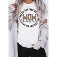 thumbnail image 1 of Women'S Casual Crew Neck T-Shirt with Leopard Print "MOM" Lettering, Polyester 100% Knit Fabric, Medium Stretch, Fashionable Short Sleeve Top for Spring/Summer/Fall - 180g/m², 1 of 6