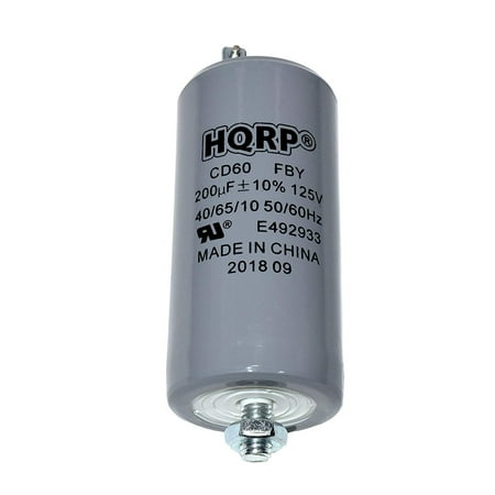 Motor Run - HQRP 200uF 125V Run Capacitor AC Electric Motor Start HVAC Blower Compressor Pump 200MFD CD60 plus HQRP Coaster