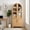 Natural, variant on Homy Casa Arched Display Cabinet with Glass Doors, Tall Storage Cabinet for Living Room