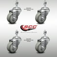thumbnail image 2 of 3.5 Inch SS Gray Polyurethane Wheel Swivel 12mm Threaded Stem Caster Set SCC, 2 of 2