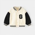 thumbnail image 2 of KPOPLK Boy's Letter Print Bomber Baseball Coat 6 9 12 Months 2T 3T 4T Button Front School Uniform Varsity Jacket Fall Winter Clothes Size 3-6 Months,White, 2 of 6