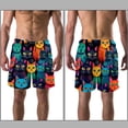 thumbnail image 3 of luoweisi Men's Beach Shorts Quick Dry Swim Trunks with Mesh Lining Cartoon Cat L, 3 of 5