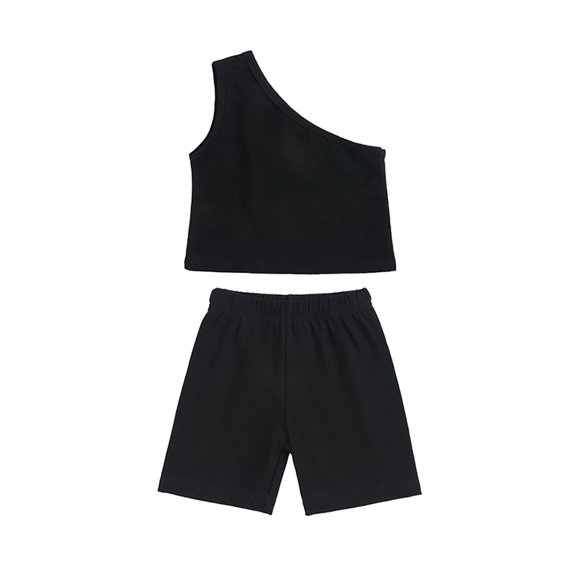 LYMAYTER Infant Girls Halter T-Shirt Outfit 2PCS Kids baby Sleeveless Tees Tops and Shorts Set for 12 Months-3 Years