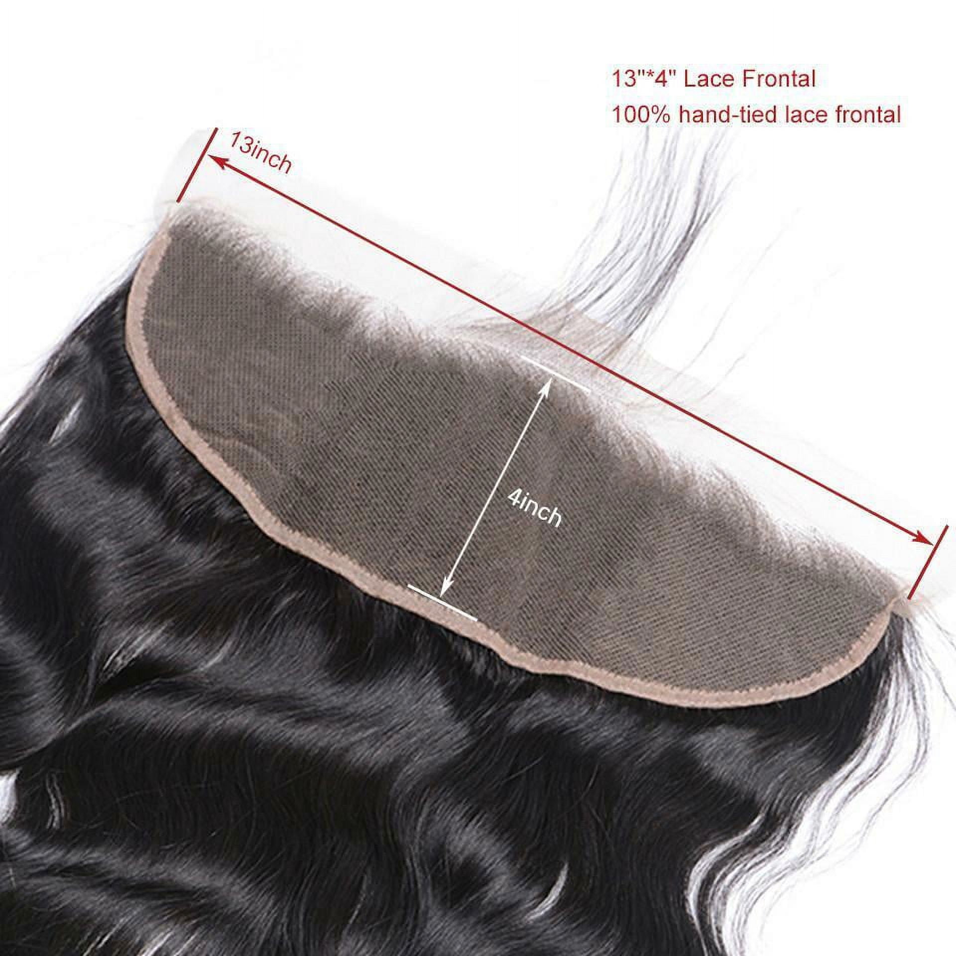 Ustar Body Wave Bundles with Frontal Human Hair Bundles with Lace Frontal (20 22+22, Natural Black) Brazilian Body Wave Hair Virgin Hair Ear to Ear 13x4 Frontal with 2 Bundles