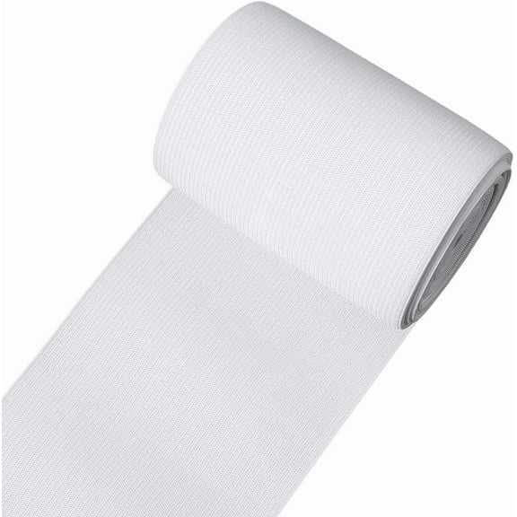 5M 4 Inch White Elastic Band Spool Heavy Stretch High Elasticity Knit Strap Wide Flat Braid Sewing Elastic Bands Bundle for Sewing Making Crafts Waistband Pants Sportswear Skirts Underwear